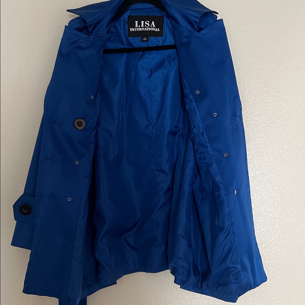 Lisa International Jacket Collared Double Breasted Pockets Belt Lined Size M - Picture 10 of 13